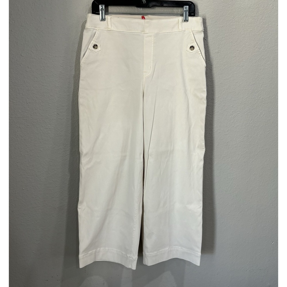 SPANX Stretch Twill Cropped Wide Leg Pant White Size XL